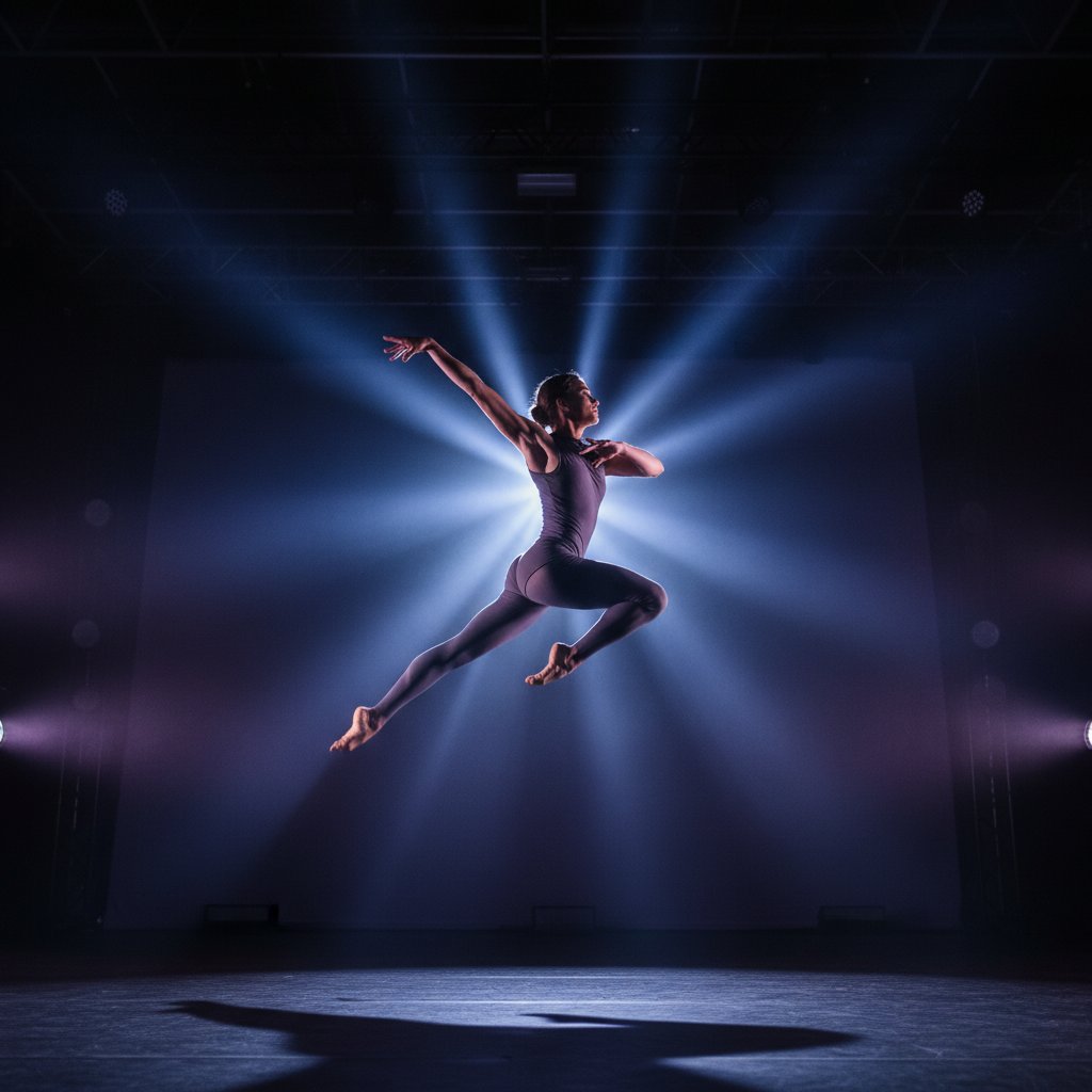 Professional dancer performing contemporary dance routine at London event venue